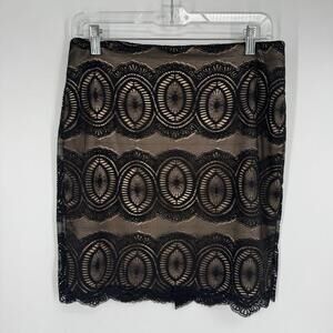 vintage 90s y2k Cache skirt 6 tan black lace pencil victorian romantic goth